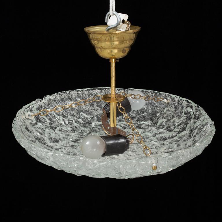 A GLASS CEILING LIGHT, possibley Fagerlund, second half of the 20th century. Height ca 25 cm.