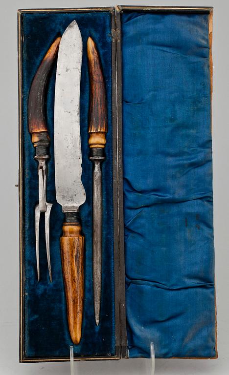 TRANCHERSET. 3 delar, "Cutler James Lodge Sheffield" 1800/1900-tal.