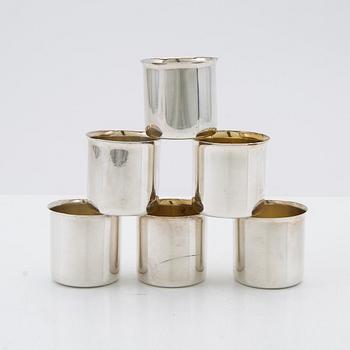 Cups, 6 pcs, silver, GAB, Stockholm, 1967-1971.