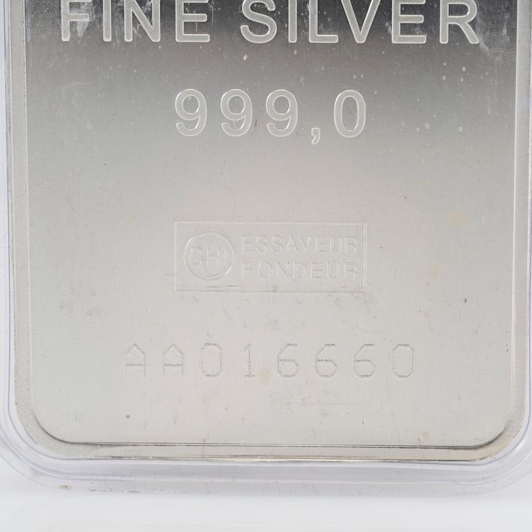 Silver bar 1kg 999 Valcambi Suisse.