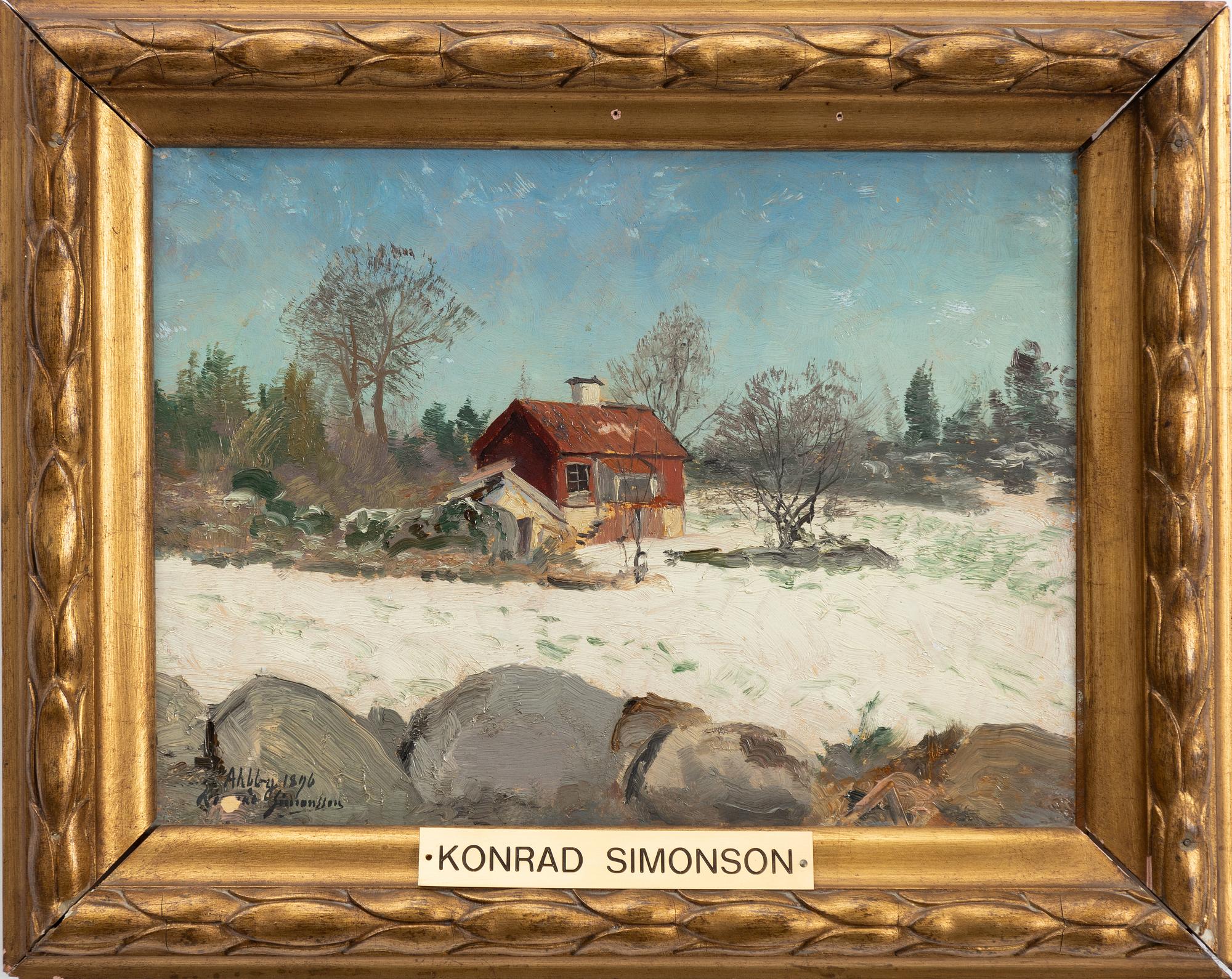 Konrad Simonsson, Winter Landscape with Red Cottage.