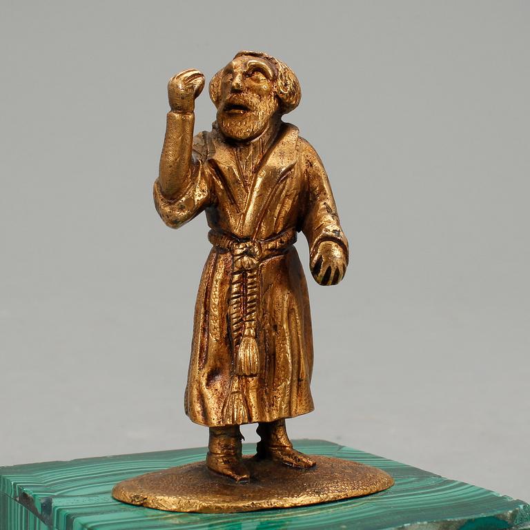 FIGURINER, 2 st, brons, malakit, Ryssland 1800/1900-tal.