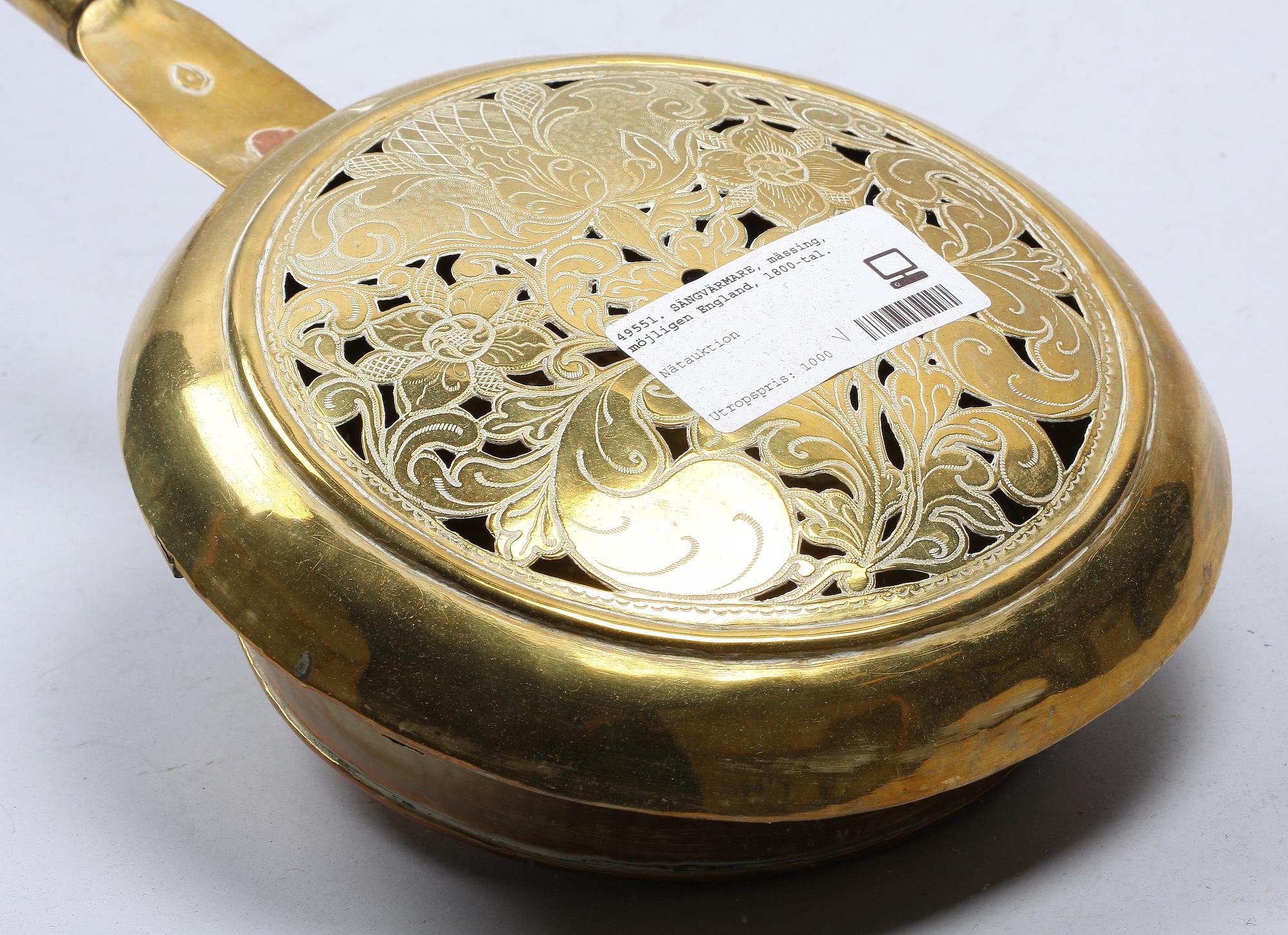 SÄNGVÄRMARE, mässing, möjligen England, 1800-tal.