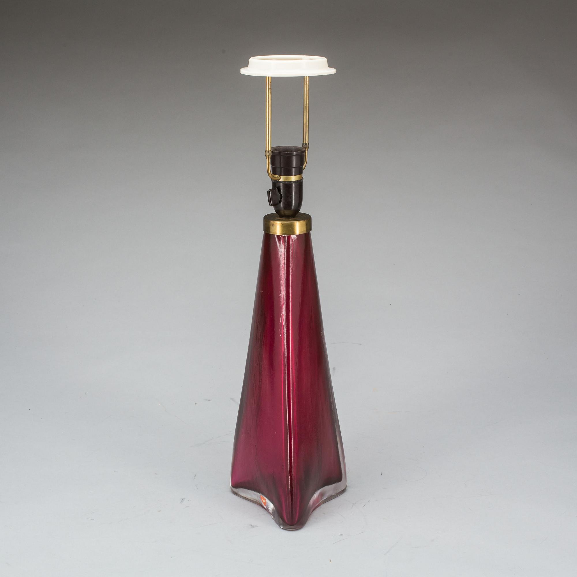 BORDSLAMPA, glas, Carl Fagerlund, 1900-talets mitt/andra hälft.