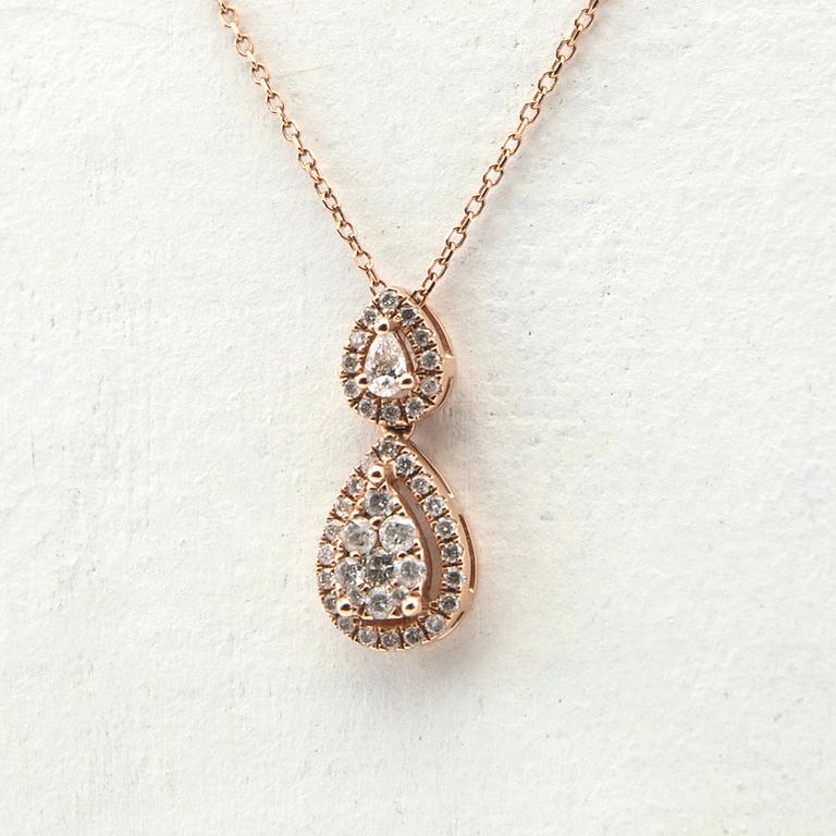 Pendant, 14K rose gold with brilliant-cut diamonds.
