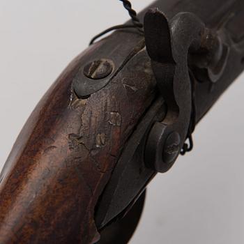 PERCUSSION LOCK PISTOL, 1850s. FLINTLOCK PISTOL, Örebro, Sweden, c. 1800.