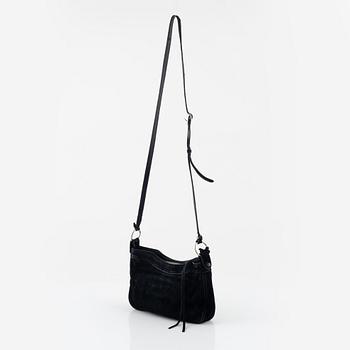 Balenciaga, a black suede 'City' crossbody bag.