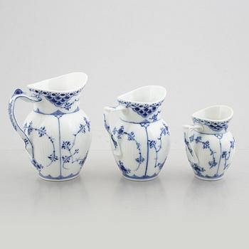 A group of three sugar bowls and three creamers, "Blue Fluted" / "Musselmalet", Royal Copenhagen.