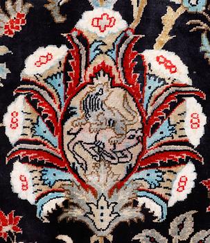 A carpet, Figural Silk Qum, ca 309 x 200 cm.