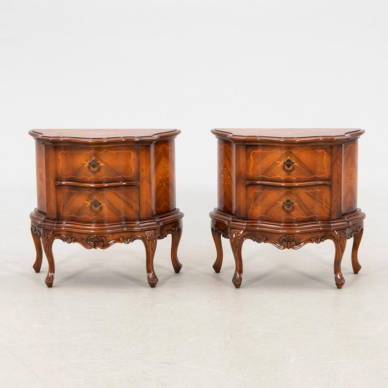 Pair of Louis XV style bedside tables, mid/second half of the 20th century.