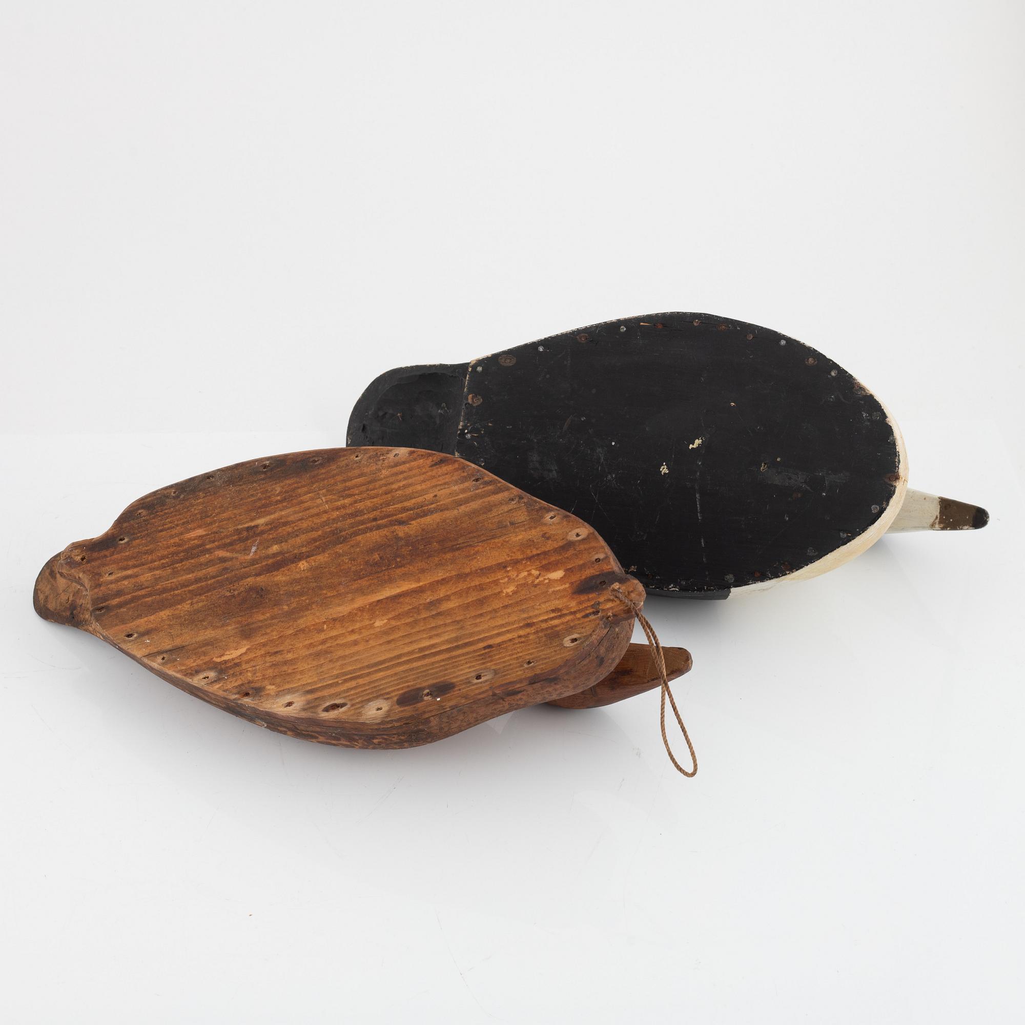Two Wooden Decoy Ducks, 20th century.