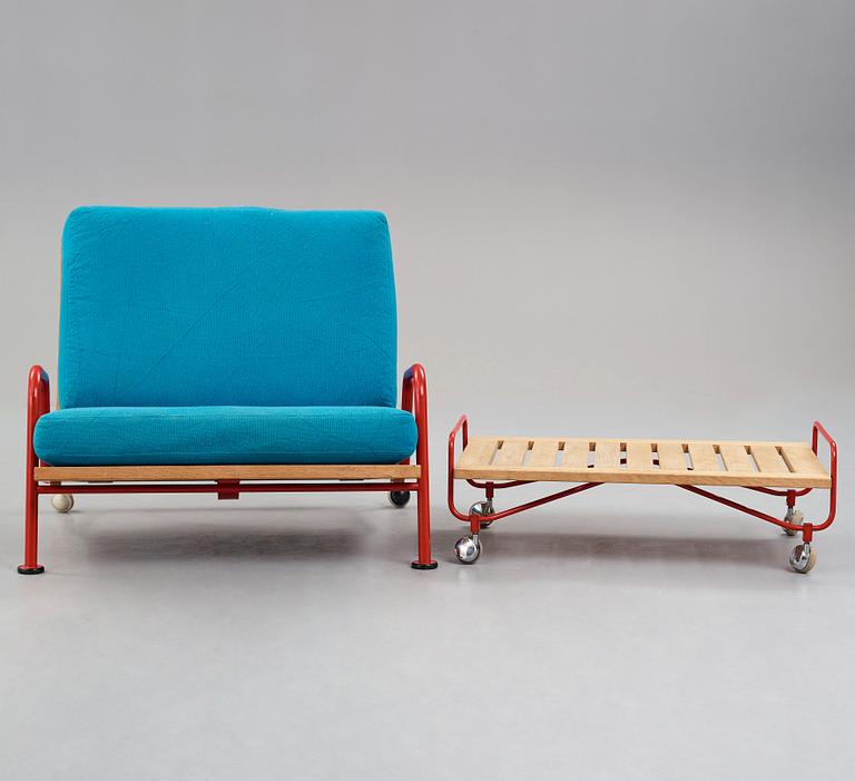 HANS J WEGNER, fåtölj, med fotpall, "GE 440" utställningsexemplar för Getama, Danmark 1968-69.