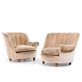 241. Carl Malmsten, a pair of "Redet" (The Nest) easy chairs, Sweden 1930-40's.