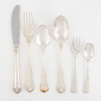 Cutlery set, silver, model Sachsisk and Gammal Dansk, Cohr, Mema, some Lidköping 1987 (19+20 pieces).