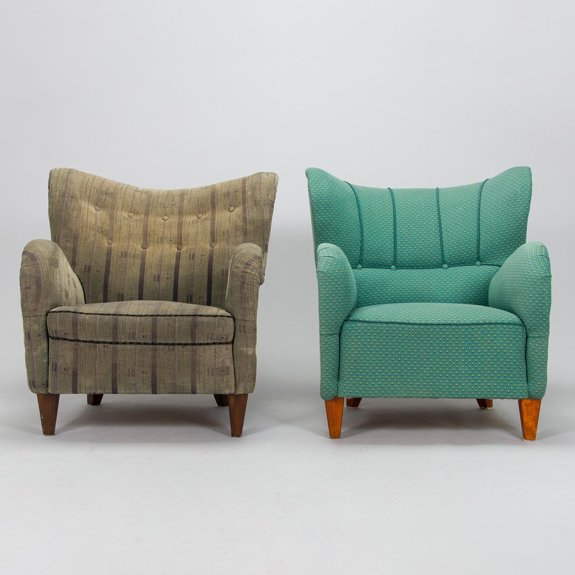 Fåtöljer, 2 st, 1900-talets mitt.