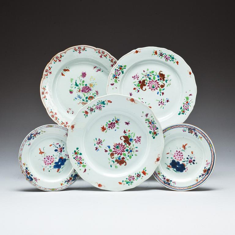 TALLRIKAR, 2+2+1,  porslin, Kina, 1800-tal.