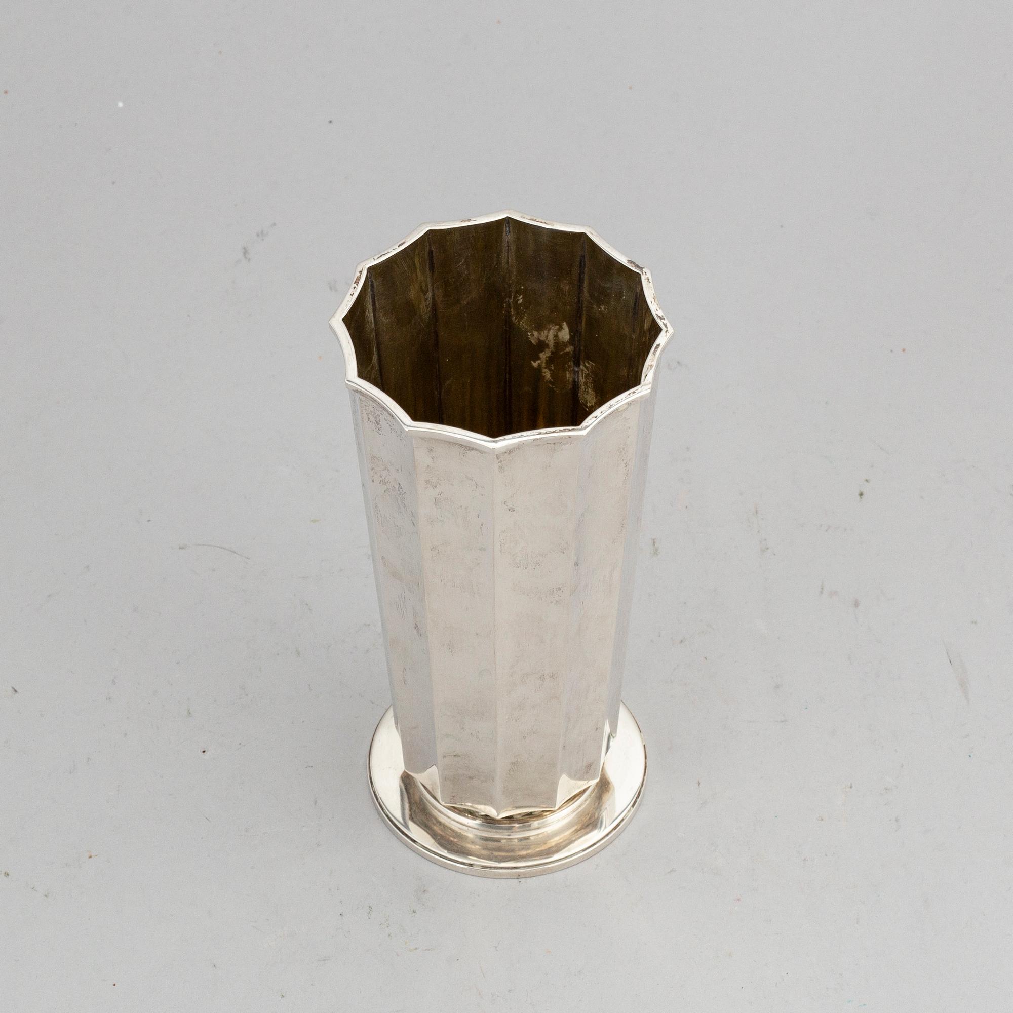 A silver Borgila vase.