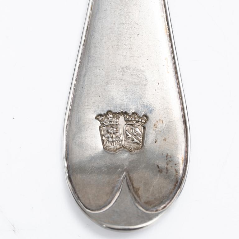 Olof H Bergström, gafflar, 6 st, silver, Uppsala 1815.