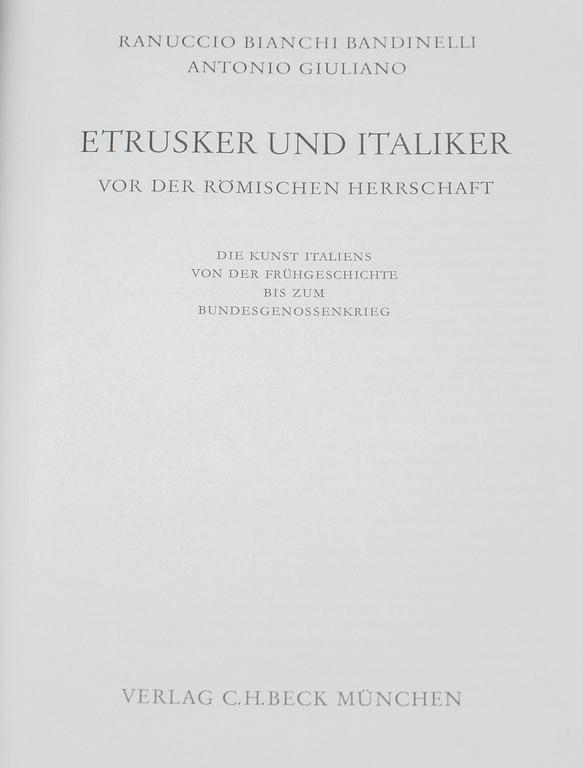 UNIVERSUM DER KUNST. 6 vol, Verlag C.H Beck, München and Romanische- Gotische Malerei, 2 vol. Skira.
