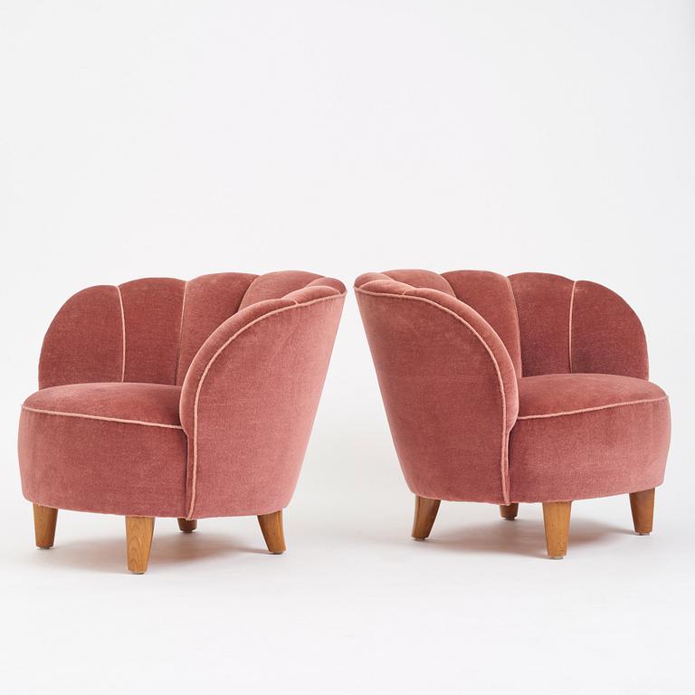 Otto Schulz, a pair of easy chairs, Boet, Gothenburg 1940s.