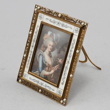 MINIATYRMÅLNING, gouache på ben, signerad Lebrun, möjligen efter Elisabeth Vigée-Lebrun, 1800-tal.