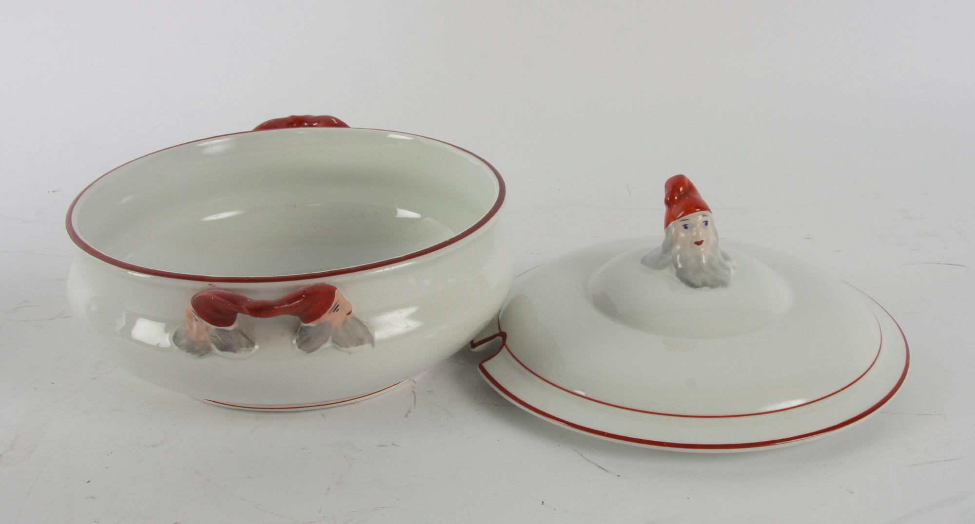 GRÖTSKÅL och KANNA, flintgods, Rörstrand.