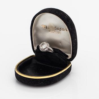 Ring, art deco-stil, platina, diamanter ca 2,04 ct tot.