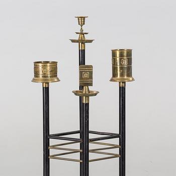 A ART NOUVEAU SMOKE STAND, wood and brass.