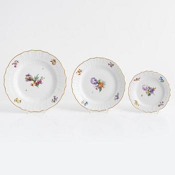 Royal Copenhagen, a 31-piece 'Sachsisk Blomst' porcelain dinner service, Denmark.