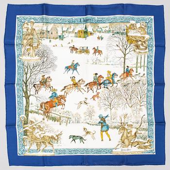 HERMÈS, 2 silk scarves, 'Nikko' & 'L'hiver'.