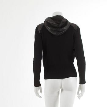 BOTTEGA VENETA, a black wool and leather jacket. Size M.