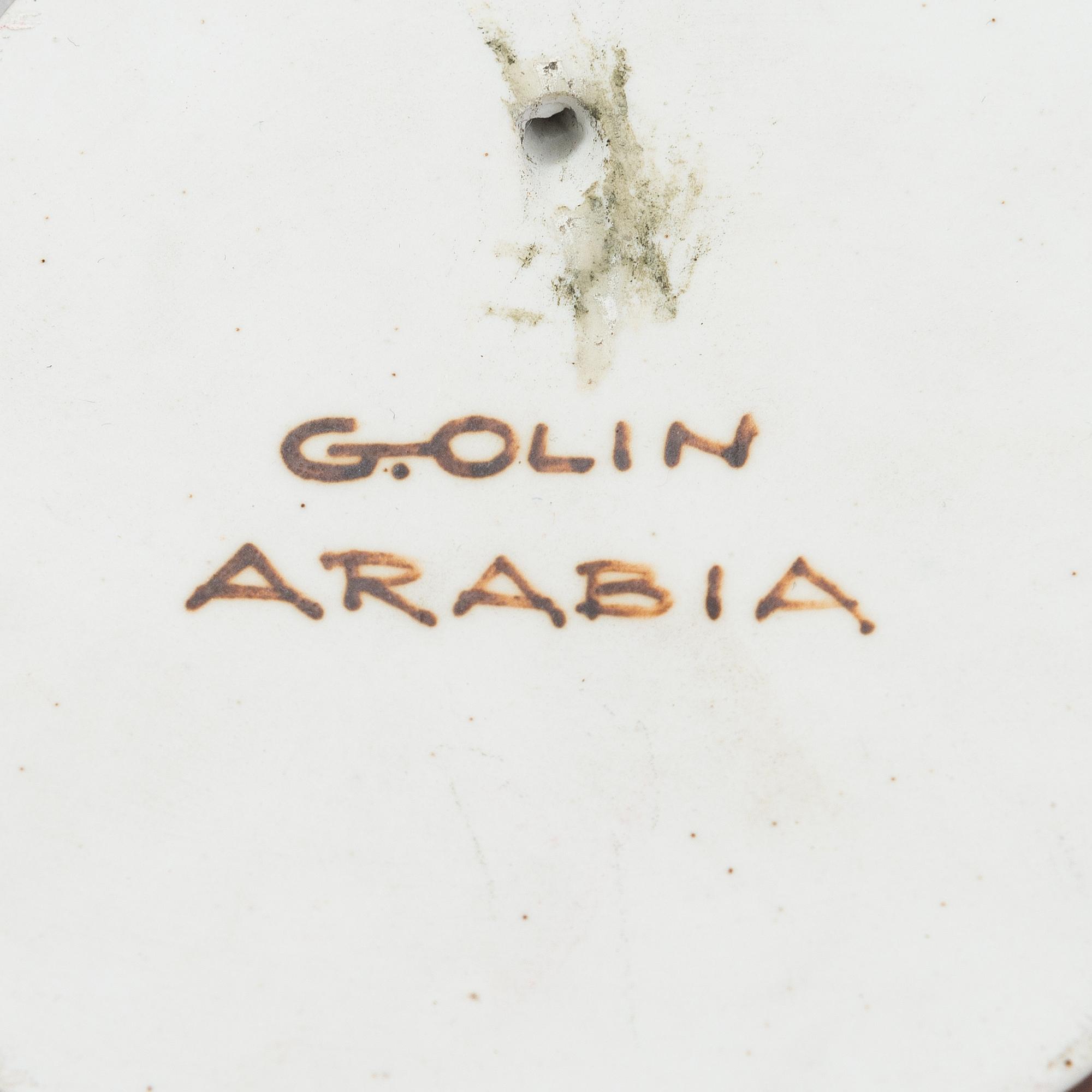 Gunvor Olin-Grönqvist, seinäkoristeita, 6 kpl, keramiikkaa, signeeraut. Arabia.