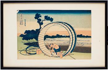KATSUSHIKA HOKUSAI (1760–1849), efter, färgträsnitt. Japan "Fujimigahara".