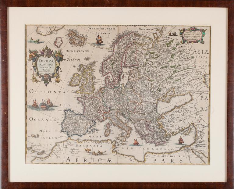 KARTA, Europa, Exactissime Descripta Auctore Henrico Hondio 1631.