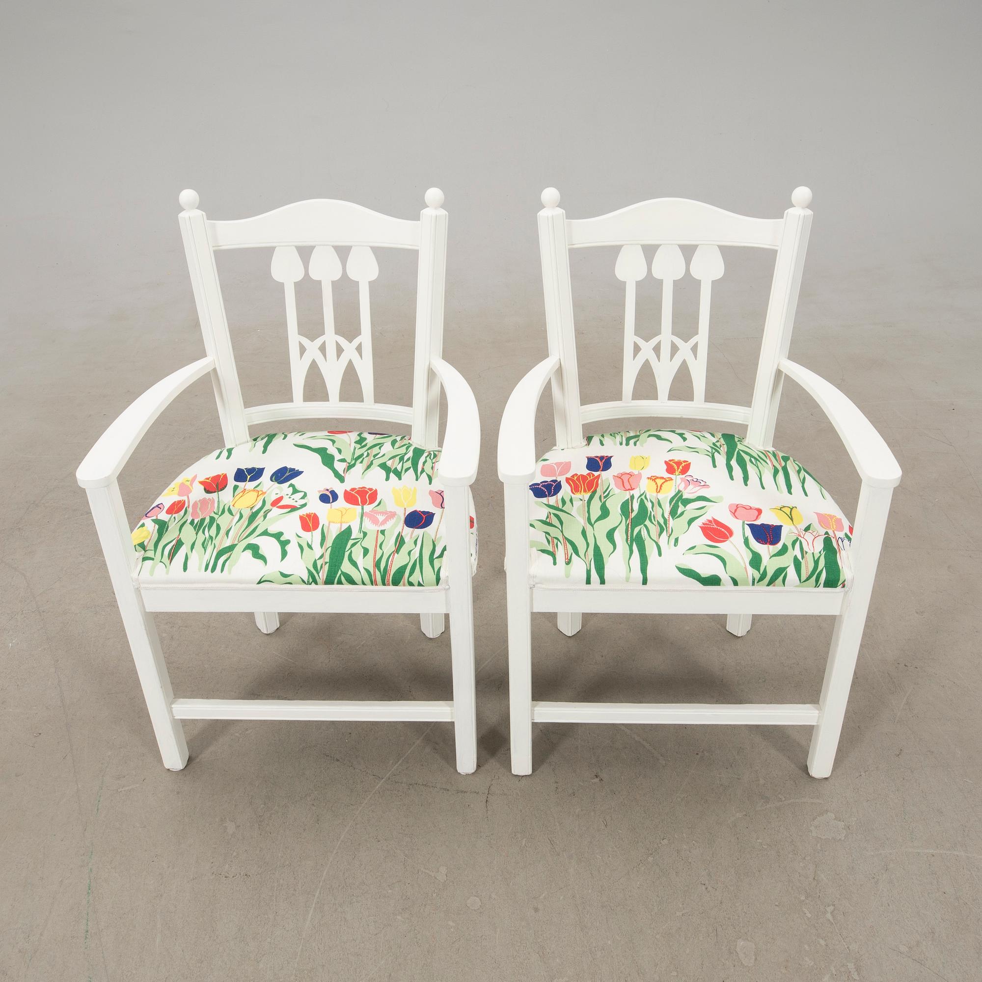 Armchairs, a pair, circa 1900.