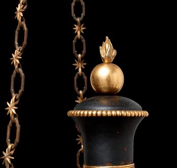 An Empire early 19th century nine-light hanging lamp.