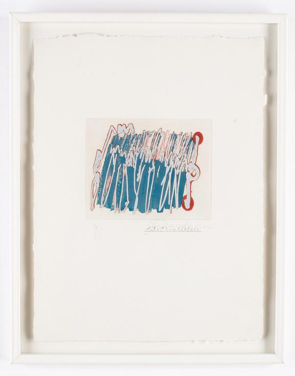 John Chamberlain, etchings on paper with silkscreen, 3, signed 4/27.