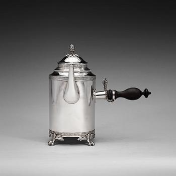 575. A Swedish 18th century silver coffee-pot, marks of Gustaf Hagström, Stockholm 1798.