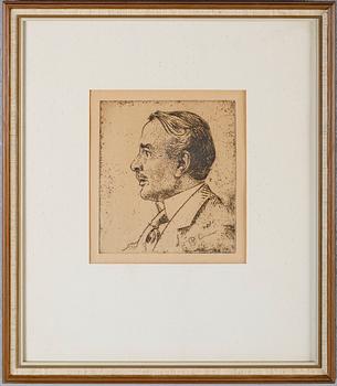 CARL LARSSON, etsning, monogramsignerad i plåten.
