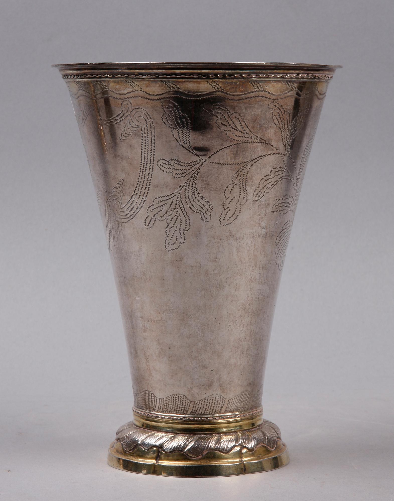 BÄGARE, silver, Erik Lemon, Uppsala 1780. Vikt 408 gram.