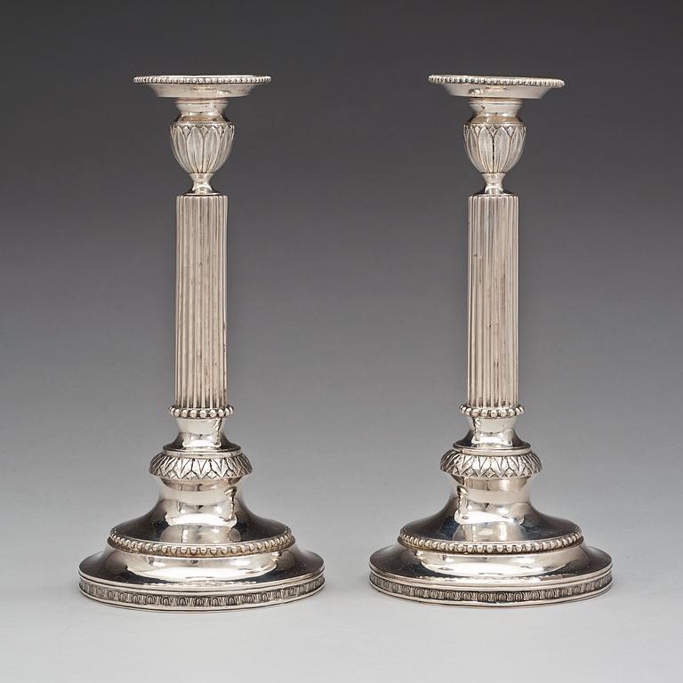 A pair of Swedish 18th century silver candlesticks, marks of Simson Ryberg, Stockholm 1789.