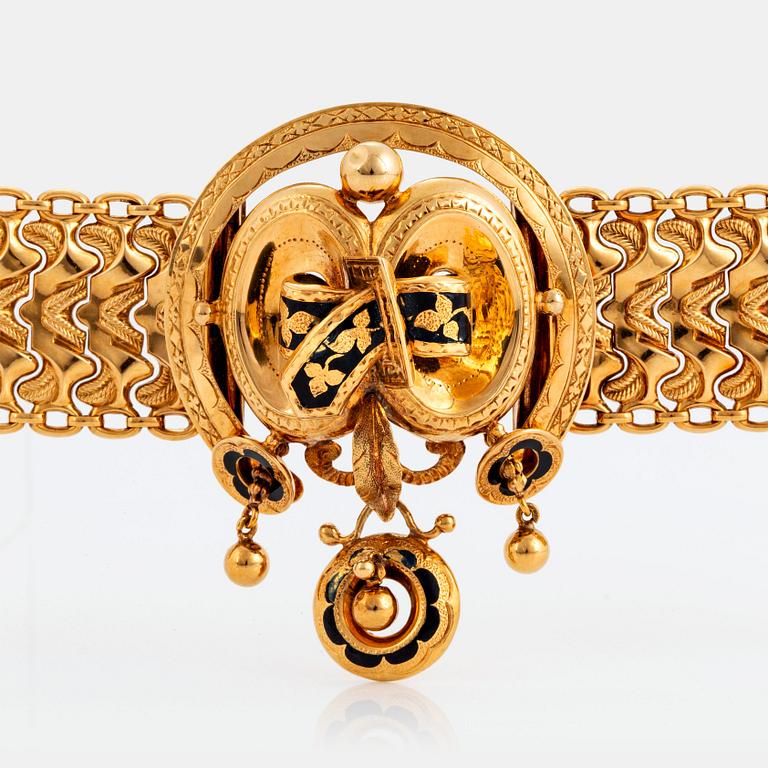 An 18K gold and enamel bracelet, by Möllenborg.