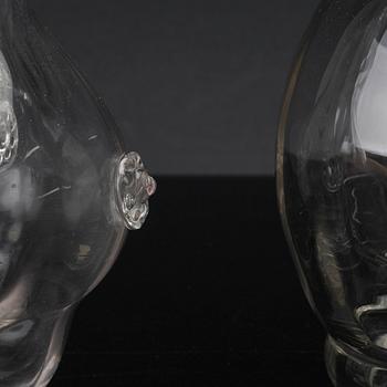 Two decanters by Edward Hald and Gabriel Burmeister, Orrefors & Målerås 1920s.