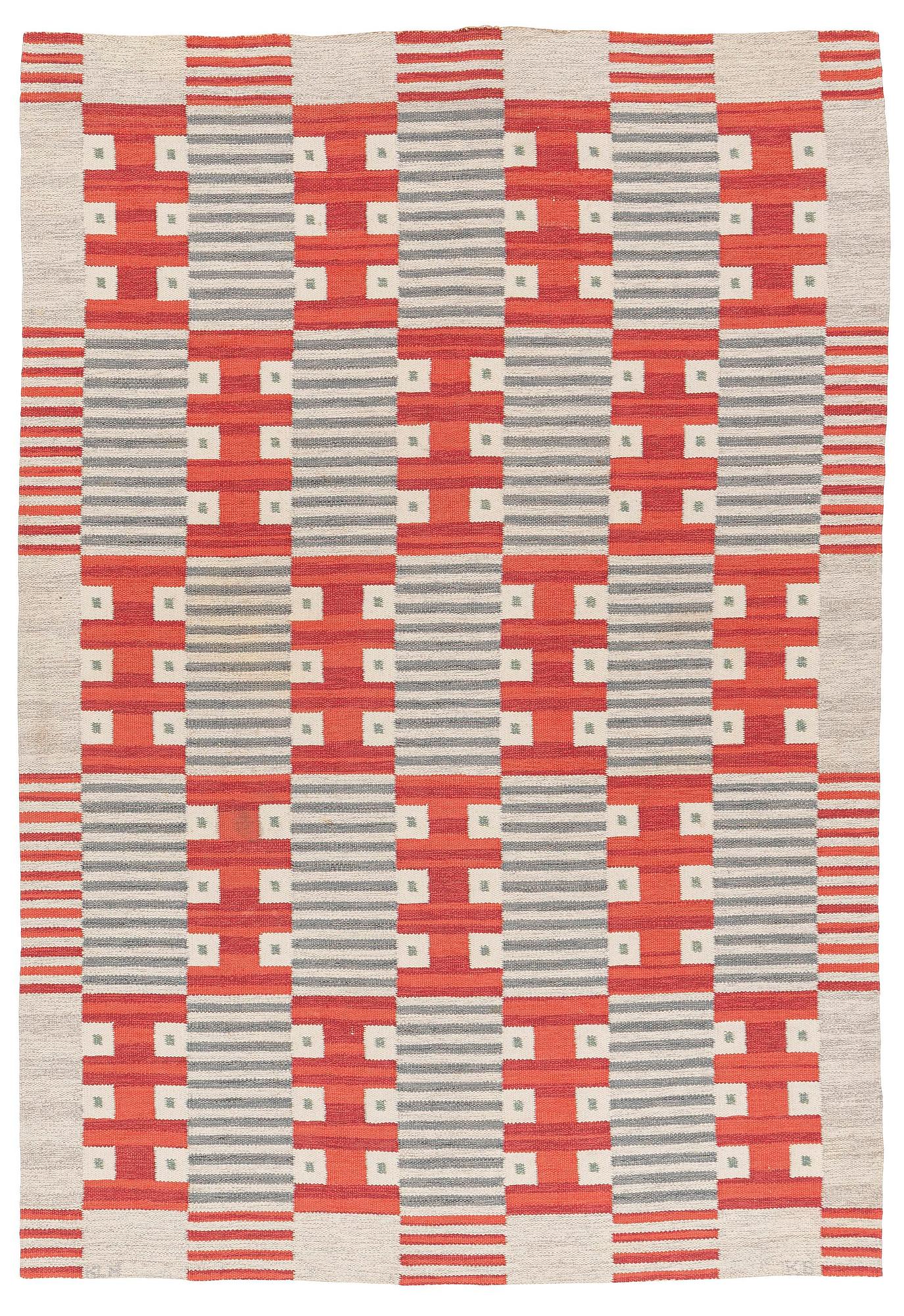 Kerstin Bergman Mauritzson, a flat weave carpet, c. 295 x 204 cm, signed KLH KB.