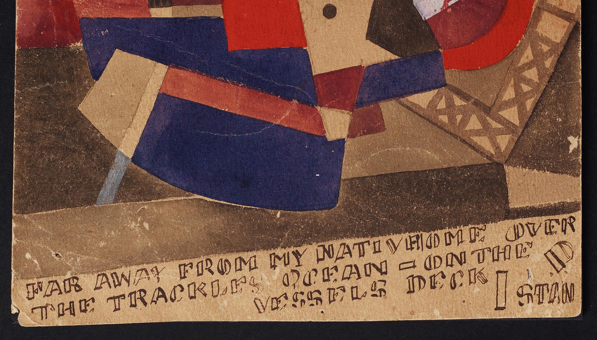 Gösta Adrian-Nilsson, "Far away from my native home over the trackles ocean - on the vessels deck I stand".