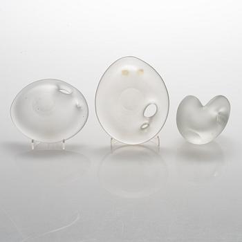 Three glass sculptures signed Timo Sarpaneva, Iittala, second half of the 20th century.