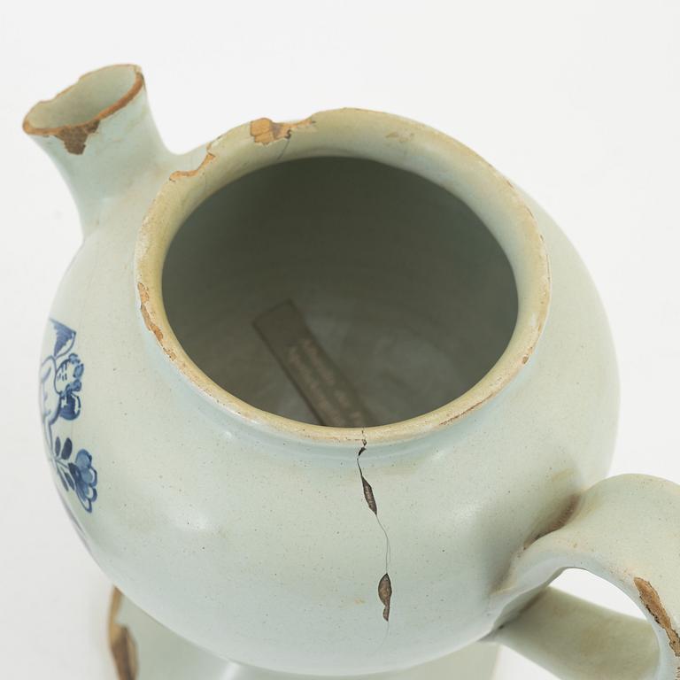 A pair of glazed earthenware apothecary pots, 18th century, presumably Holland.