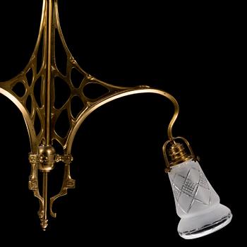 An art nouveau ceiling lamp, early 20th century.