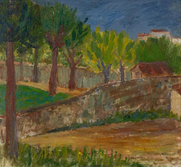 Ivan Ivarson, Landscape with tree trunks, Southern France.