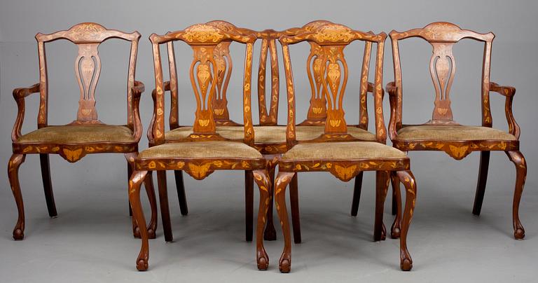 MÖBLEMANG, 5 delar, rokokostil, Holland sekelskiftet 1800/1900.